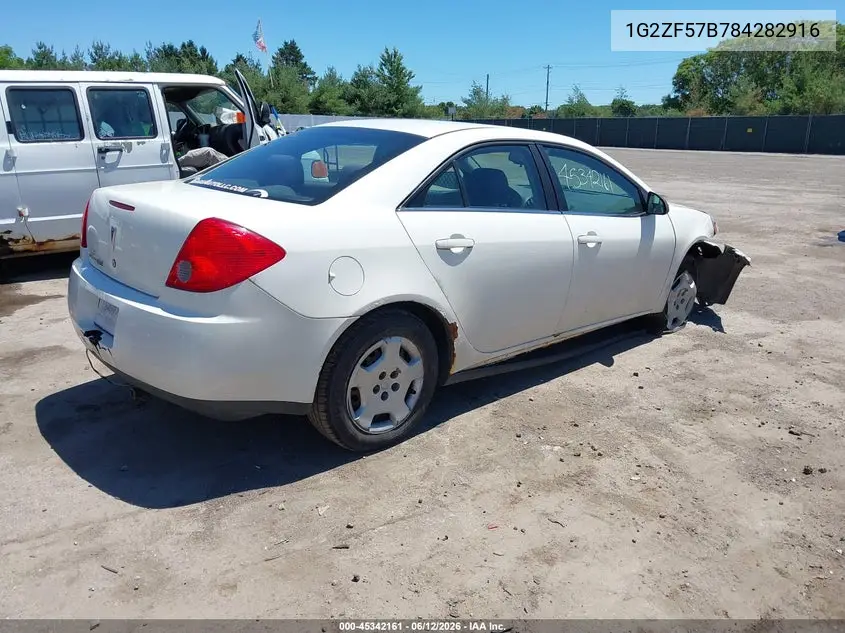 2008 Pontiac G6 Value Leader VIN: 1G2ZF57B784282916 Lot: 45342161