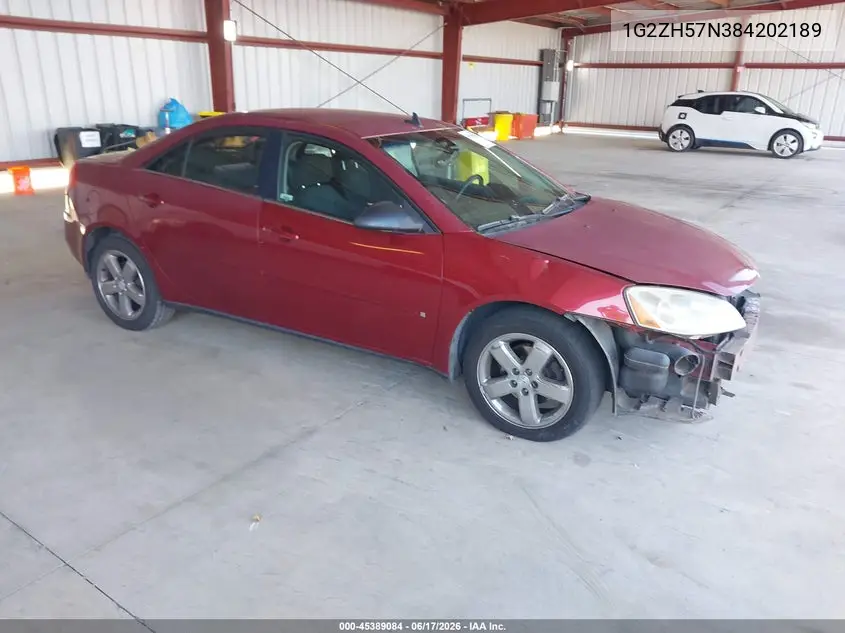 2008 Pontiac G6 Gt VIN: 1G2ZH57N384202189 Lot: 45389084