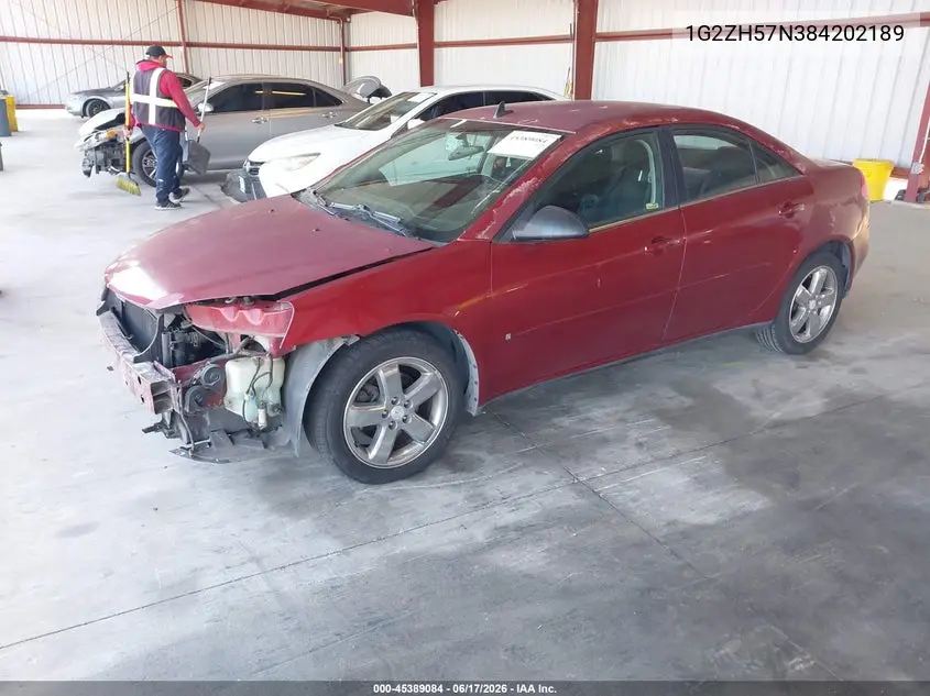 2008 Pontiac G6 Gt VIN: 1G2ZH57N384202189 Lot: 45389084