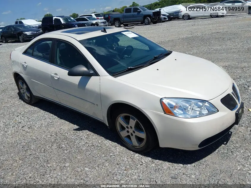 2008 Pontiac G6 Gt VIN: 1G2ZH57N684194959 Lot: 45405096