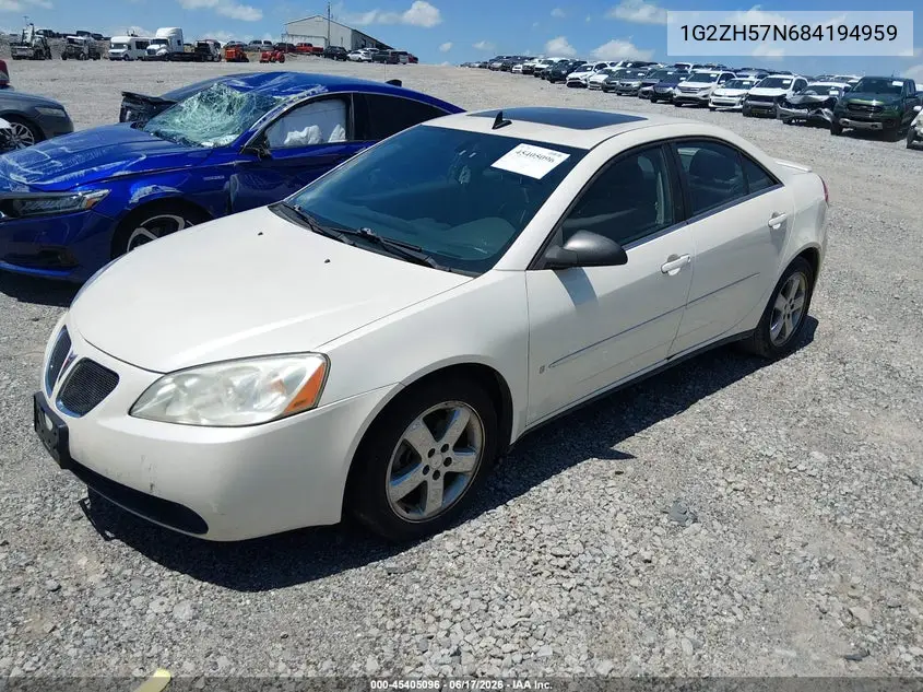 2008 Pontiac G6 Gt VIN: 1G2ZH57N684194959 Lot: 45405096