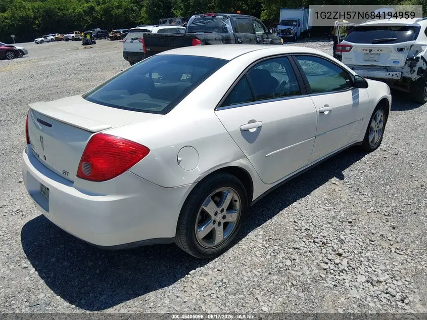 2008 Pontiac G6 Gt VIN: 1G2ZH57N684194959 Lot: 45405096