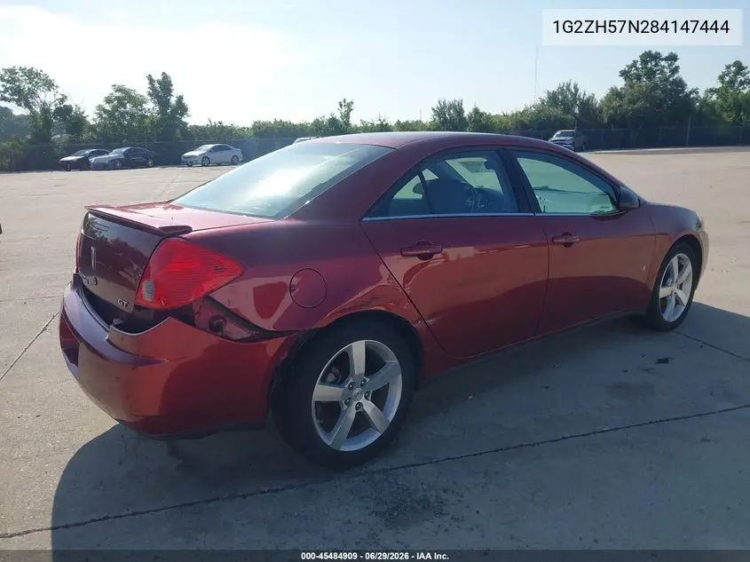 2008 Pontiac G6 Gt VIN: 1G2ZH57N284147444 Lot: 45484909