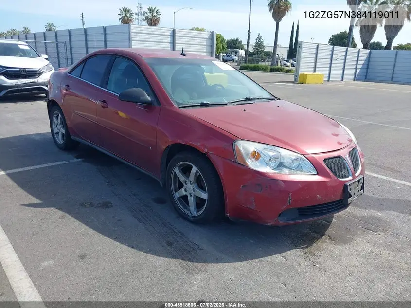2008 Pontiac G6 VIN: 1G2ZG57N384119011 Lot: 45518806