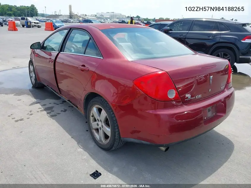 2008 Pontiac G6 Gt VIN: 1G2ZH57N984188265 Lot: 45575572