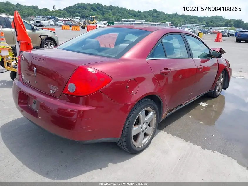 2008 Pontiac G6 Gt VIN: 1G2ZH57N984188265 Lot: 45575572