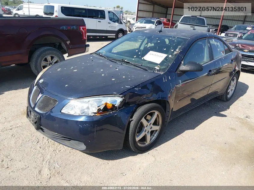 2008 Pontiac G6 VIN: 1G2ZG57N284135801 Lot: 45653115