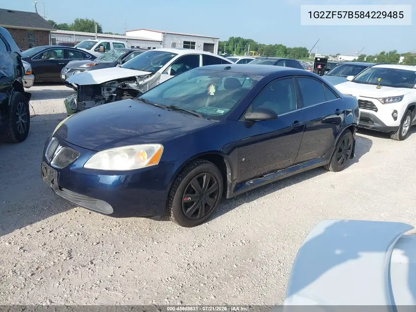 2008 Pontiac G6 Value Leader VIN: 1G2ZF57B584229485 Lot: 45668631
