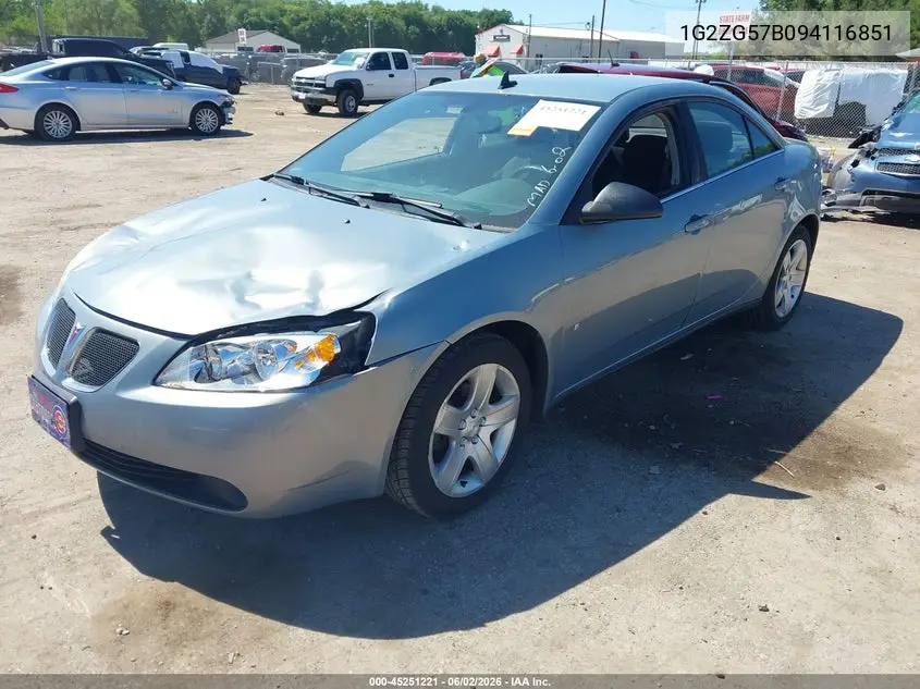 2009 Pontiac G6 VIN: 1G2ZG57B094116851 Lot: 45251221