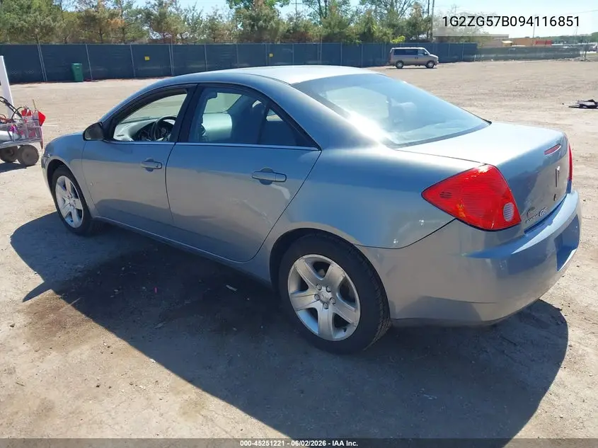 2009 Pontiac G6 VIN: 1G2ZG57B094116851 Lot: 45251221