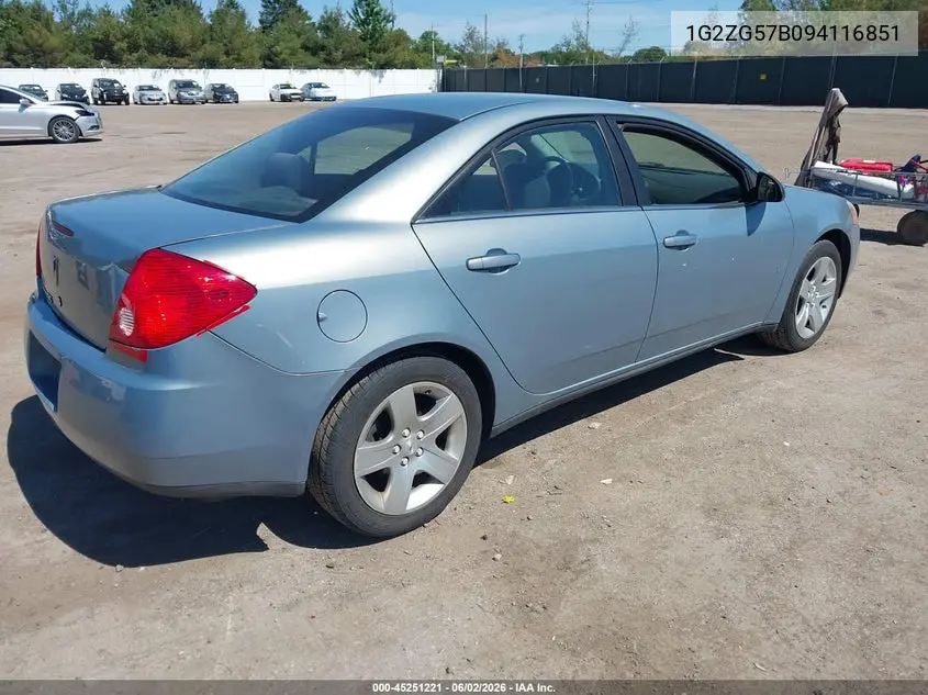 2009 Pontiac G6 VIN: 1G2ZG57B094116851 Lot: 45251221