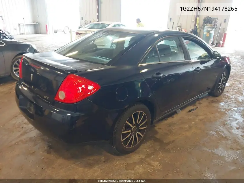 2009 Pontiac G6 Gt VIN: 1G2ZH57N194178265 Lot: 45323656