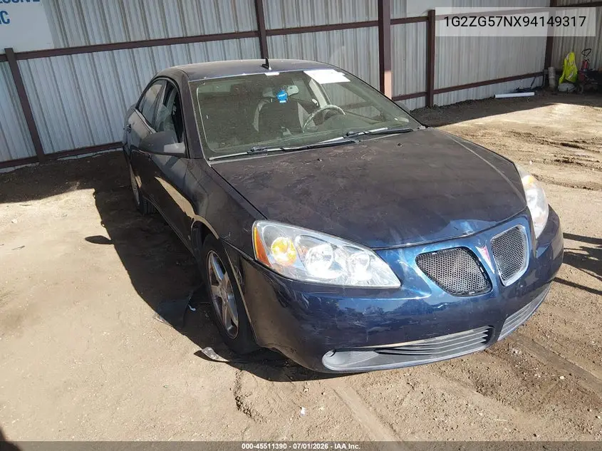 2009 Pontiac G6 VIN: 1G2ZG57NX94149317 Lot: 45511390