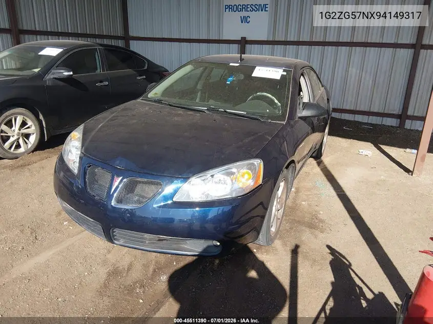2009 Pontiac G6 VIN: 1G2ZG57NX94149317 Lot: 45511390