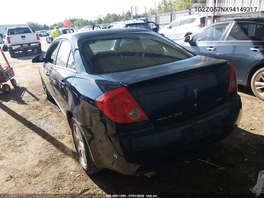 2009 Pontiac G6 VIN: 1G2ZG57NX94149317 Lot: 45511390