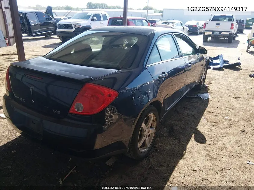 2009 Pontiac G6 VIN: 1G2ZG57NX94149317 Lot: 45511390