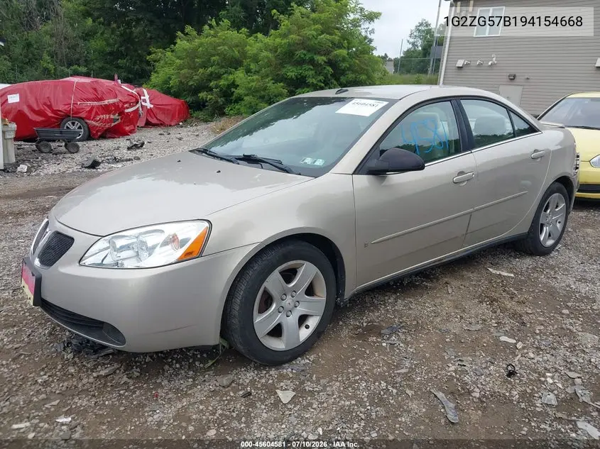 2009 Pontiac G6 VIN: 1G2ZG57B194154668 Lot: 45604581