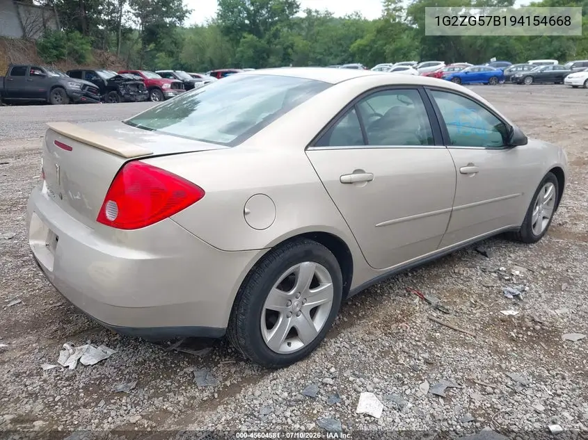 2009 Pontiac G6 VIN: 1G2ZG57B194154668 Lot: 45604581