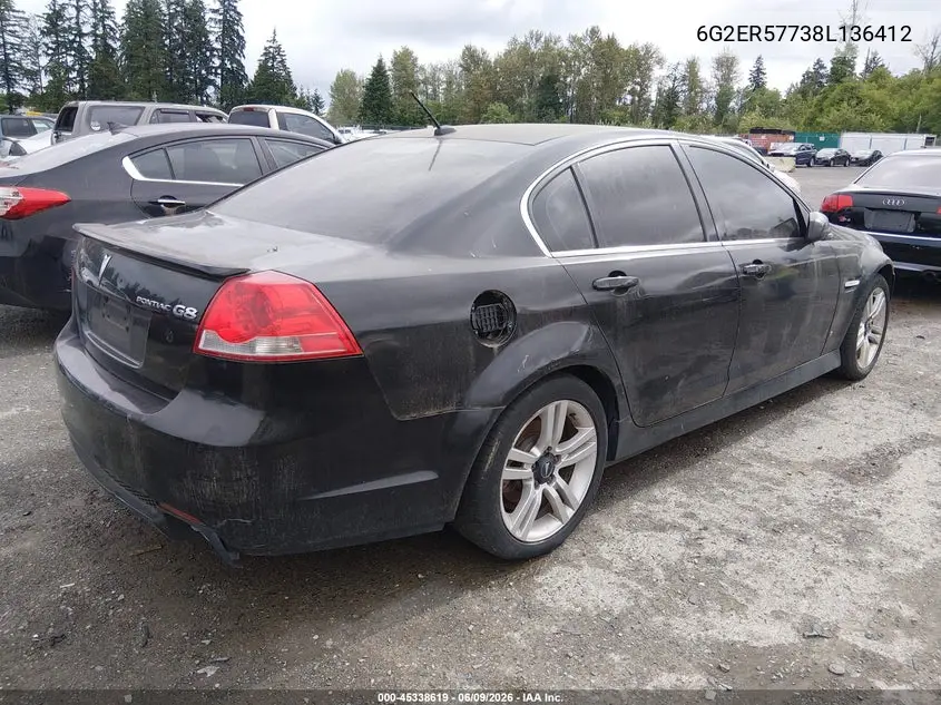 2008 Pontiac G8 VIN: 6G2ER57738L136412 Lot: 45338619