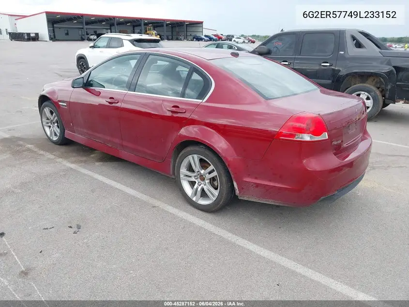 2009 Pontiac G8 VIN: 6G2ER57749L233152 Lot: 45287152