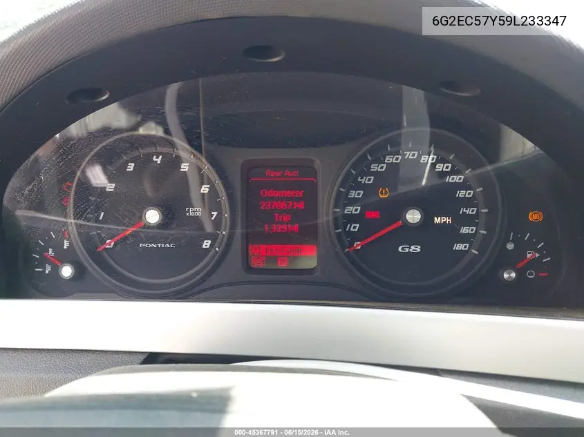 2009 Pontiac G8 Gt VIN: 6G2EC57Y59L233347 Lot: 45367791