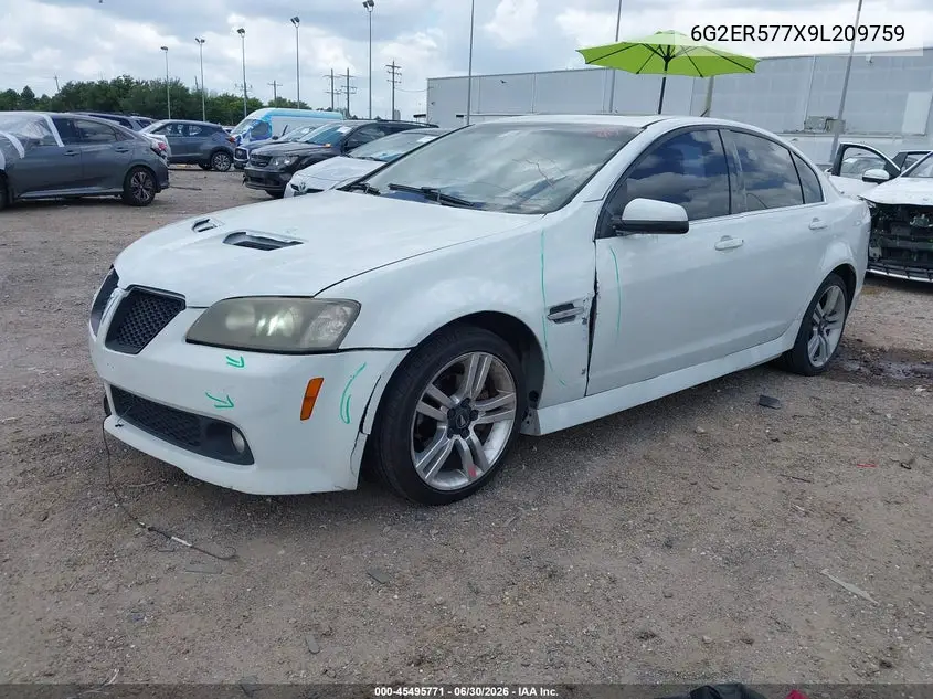 2009 Pontiac G8 VIN: 6G2ER577X9L209759 Lot: 45495771
