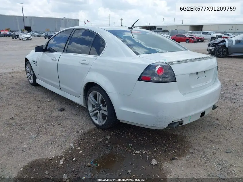 2009 Pontiac G8 VIN: 6G2ER577X9L209759 Lot: 45495771