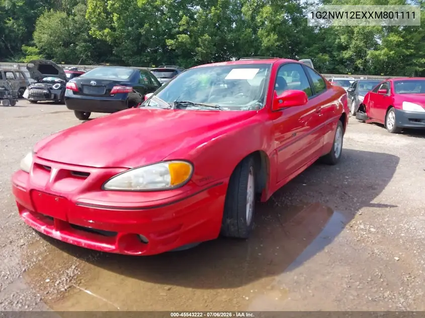1999 Pontiac Grand Am Gt1 VIN: 1G2NW12EXXM801111 Lot: 45543222