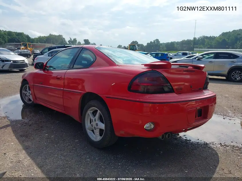 1999 Pontiac Grand Am Gt1 VIN: 1G2NW12EXXM801111 Lot: 45543222