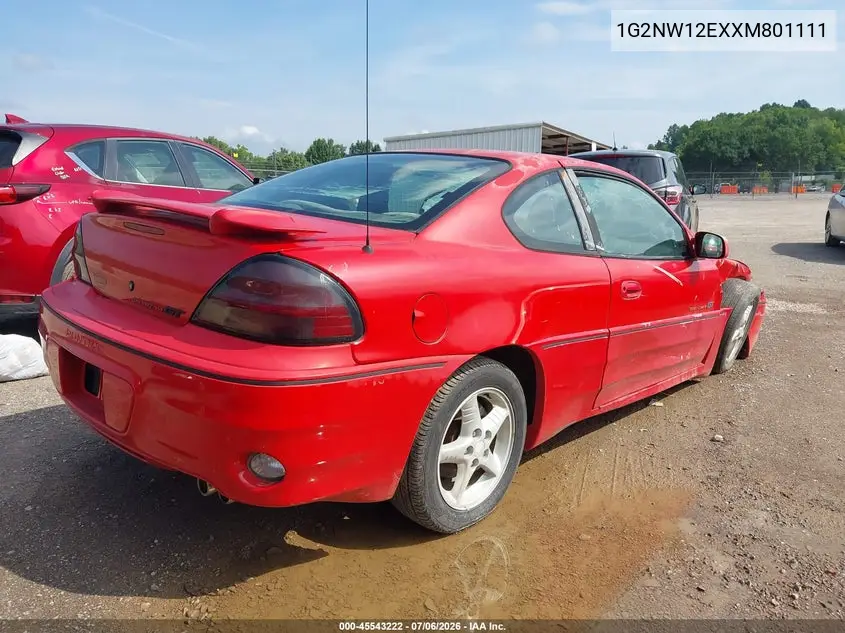1999 Pontiac Grand Am Gt1 VIN: 1G2NW12EXXM801111 Lot: 45543222