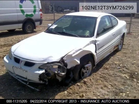 2000 Pontiac Grand Am Se VIN: 1G2NE12T3YM726299 Lot: 11315205