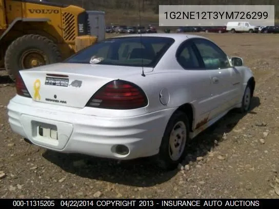 2000 Pontiac Grand Am Se VIN: 1G2NE12T3YM726299 Lot: 11315205