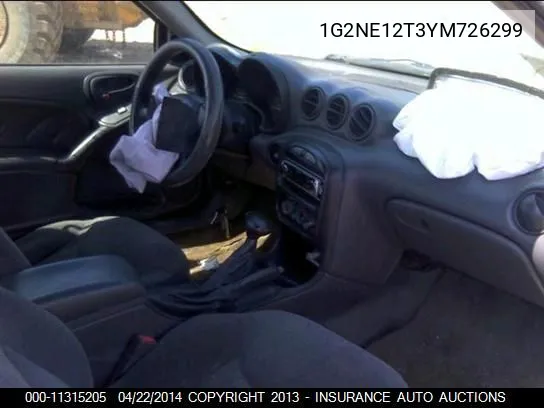2000 Pontiac Grand Am Se VIN: 1G2NE12T3YM726299 Lot: 11315205