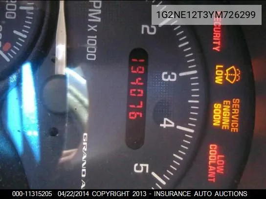 2000 Pontiac Grand Am Se VIN: 1G2NE12T3YM726299 Lot: 11315205