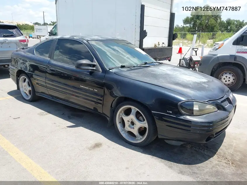 2000 Pontiac Grand Am Se1 VIN: 1G2NF12E6YM747887 Lot: 45568210