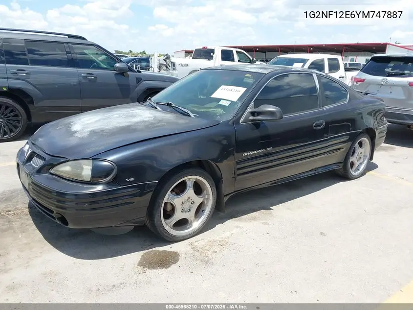 2000 Pontiac Grand Am Se1 VIN: 1G2NF12E6YM747887 Lot: 45568210
