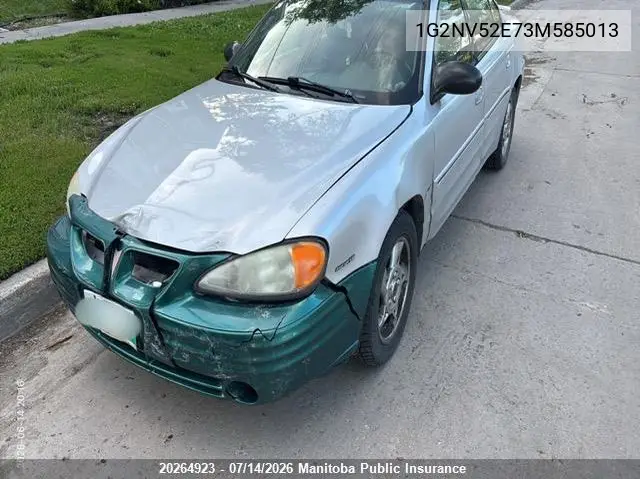 2003 Pontiac Grand Am Gt VIN: 1G2NV52E73M585013 Lot: 20264923