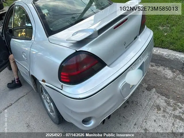 2003 Pontiac Grand Am Gt VIN: 1G2NV52E73M585013 Lot: 20264923