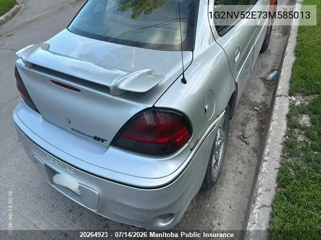 2003 Pontiac Grand Am Gt VIN: 1G2NV52E73M585013 Lot: 20264923