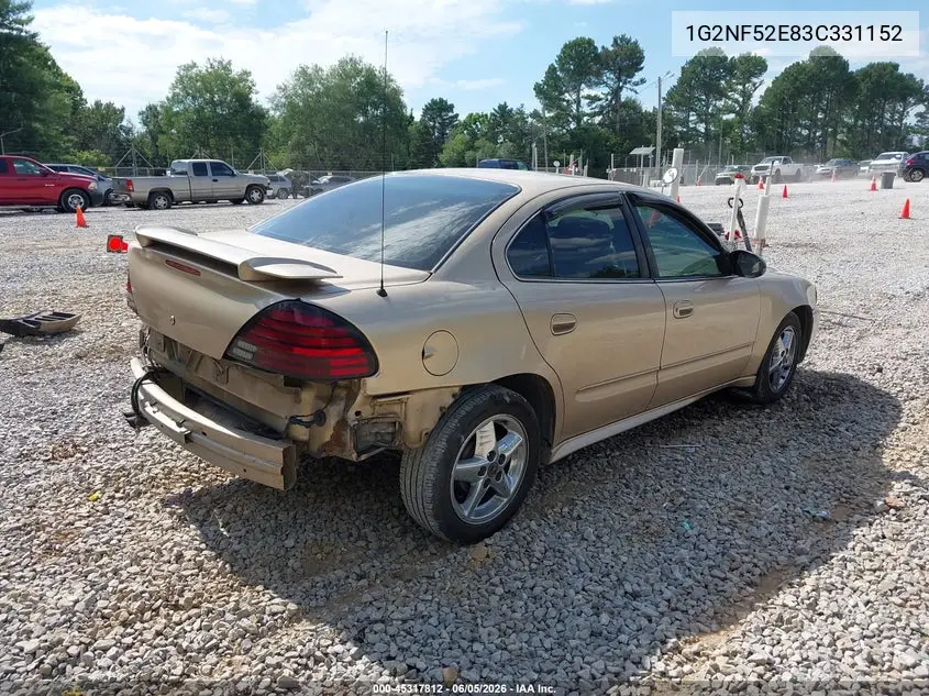 2003 Pontiac Grand Am Se1 VIN: 1G2NF52E83C331152 Lot: 45317812