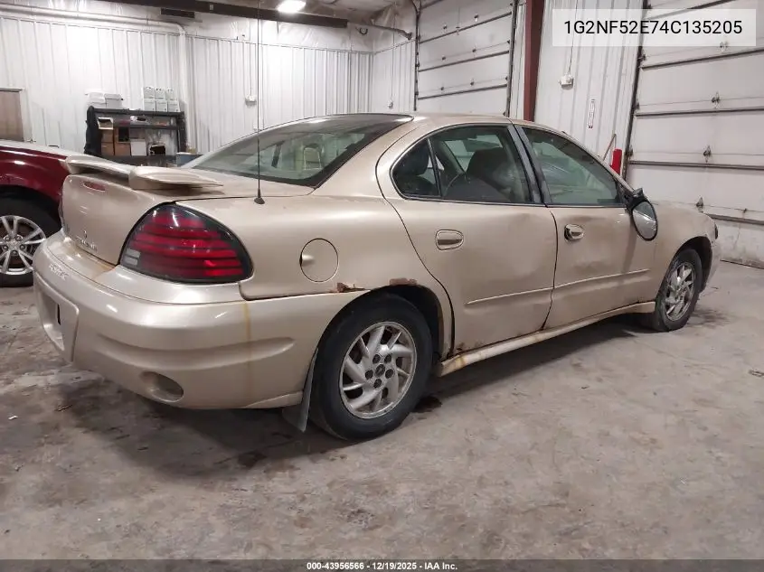 2004 Pontiac Grand Am Se1 VIN: 1G2NF52E74C135205 Lot: 43956566