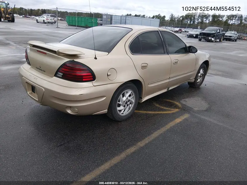 2004 Pontiac Grand Am Se1 VIN: 1G2NF52E44M554512 Lot: 44593010