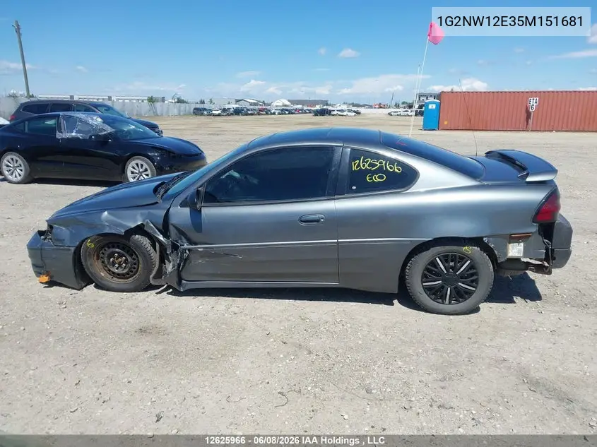 2005 Pontiac Grand Am Gt VIN: 1G2NW12E35M151681 Lot: 12625966
