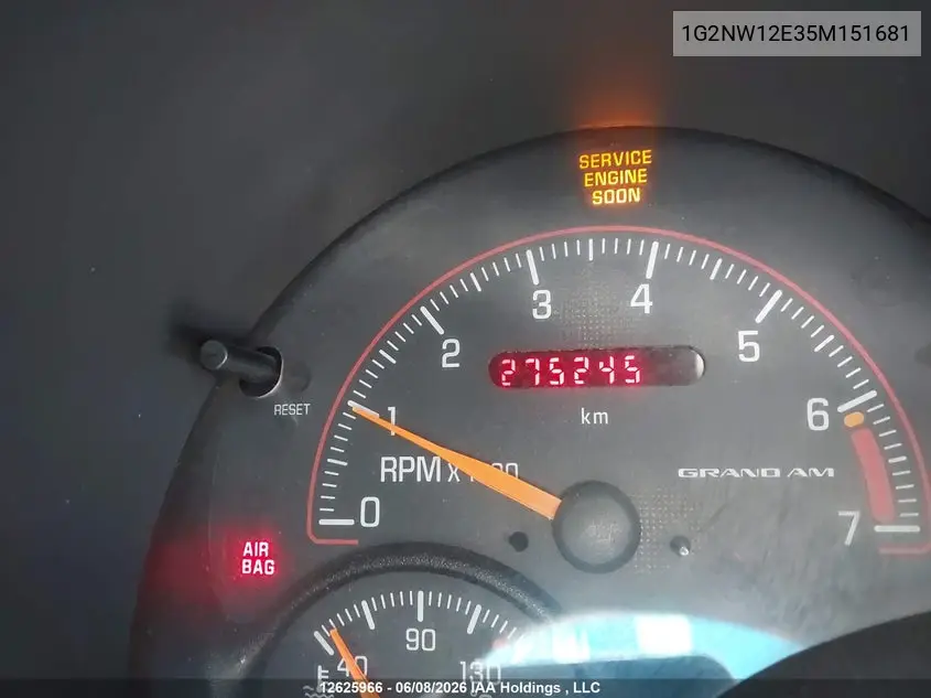 2005 Pontiac Grand Am Gt VIN: 1G2NW12E35M151681 Lot: 12625966