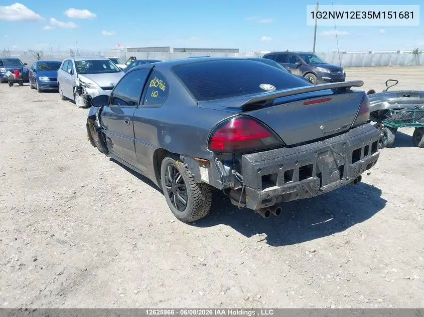 2005 Pontiac Grand Am Gt VIN: 1G2NW12E35M151681 Lot: 12625966