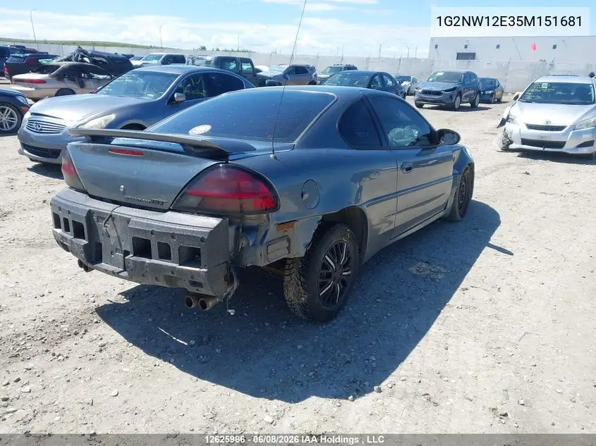2005 Pontiac Grand Am Gt VIN: 1G2NW12E35M151681 Lot: 12625966