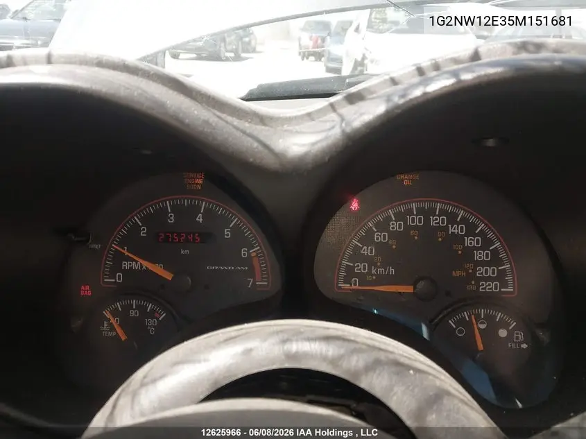 2005 Pontiac Grand Am Gt VIN: 1G2NW12E35M151681 Lot: 12625966