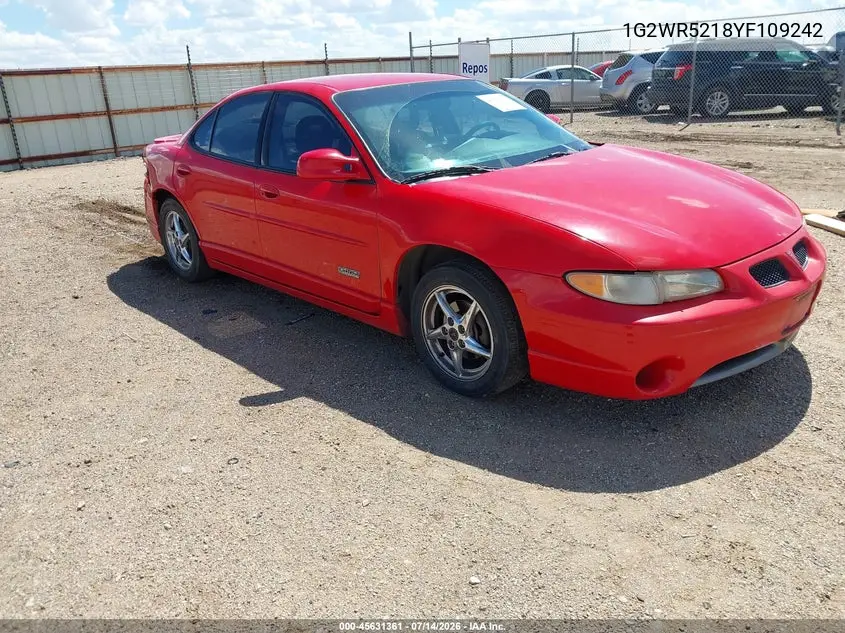 2000 Pontiac Grand Prix Gtp VIN: 1G2WR5218YF109242 Lot: 45631361