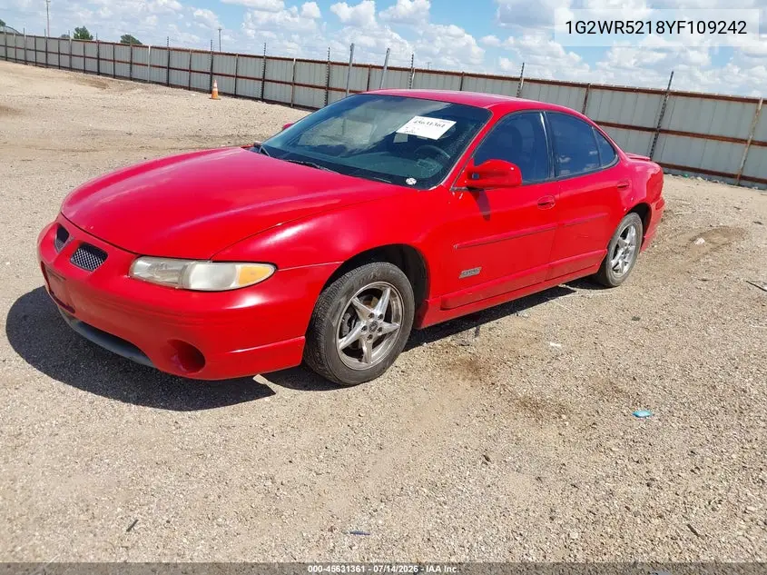 2000 Pontiac Grand Prix Gtp VIN: 1G2WR5218YF109242 Lot: 45631361