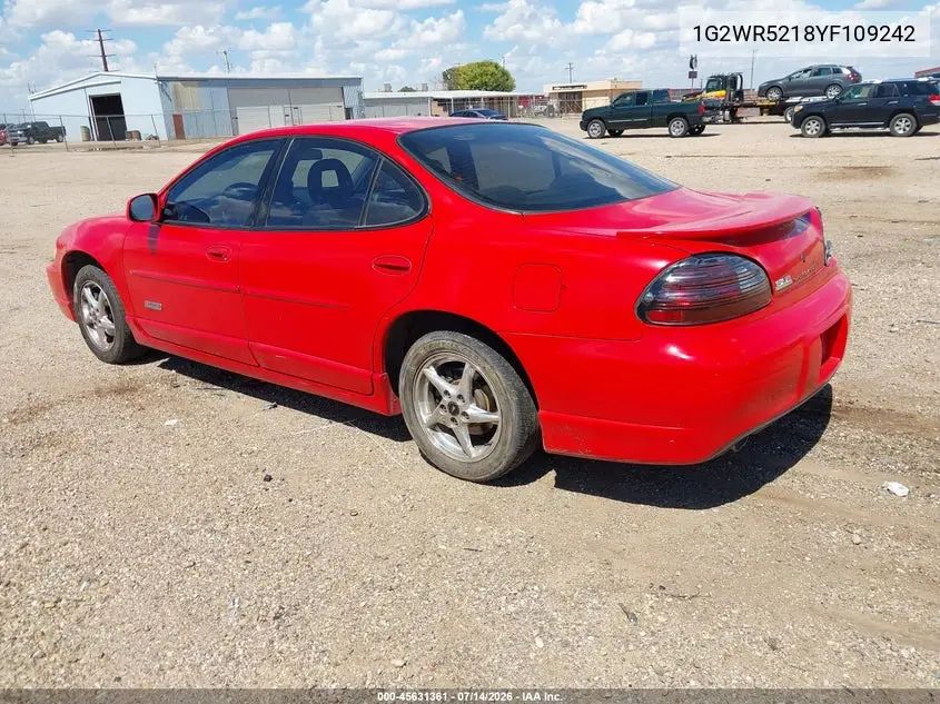 2000 Pontiac Grand Prix Gtp VIN: 1G2WR5218YF109242 Lot: 45631361